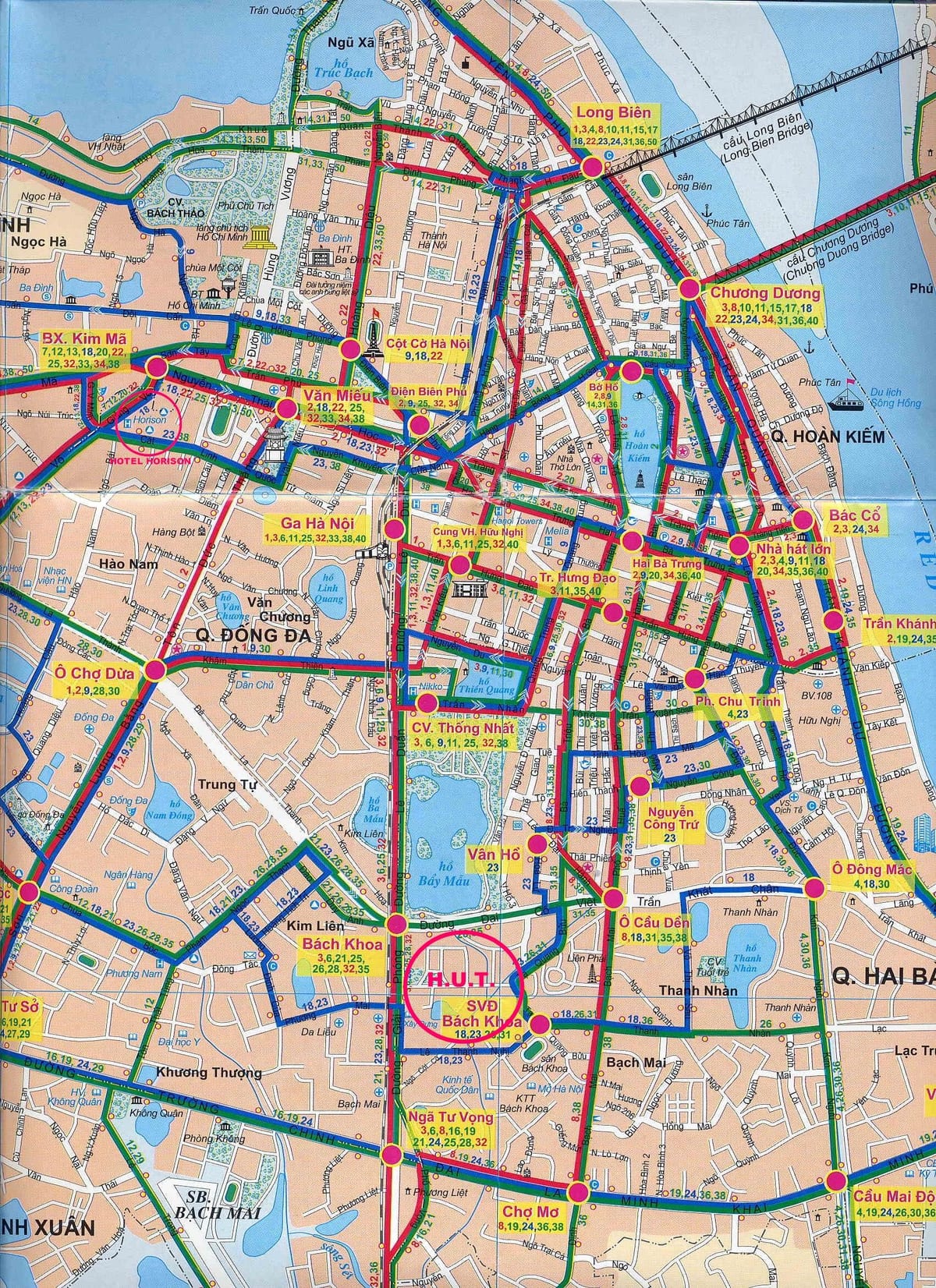 Zemljevid hanoi avtobus pot 17