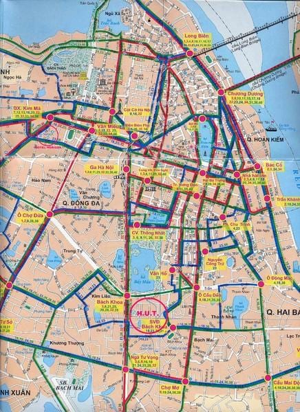 hanoi avtobusnih prog zemljevid