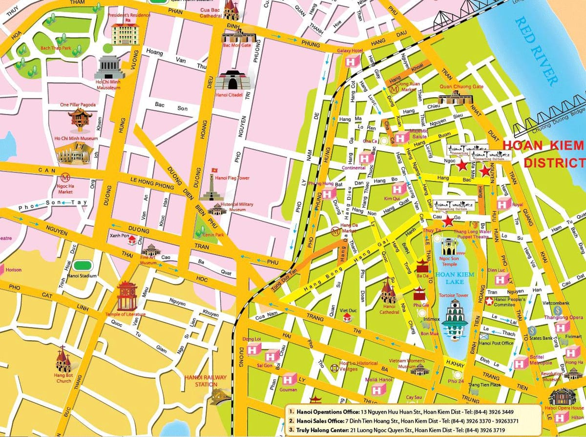 hanoi stare četrtletju turistični zemljevid