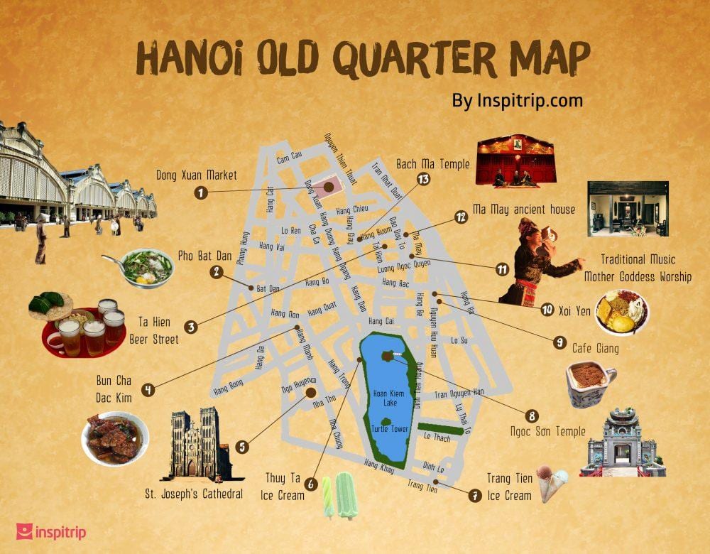 ulici zemljevid, hanoi stare četrtletje